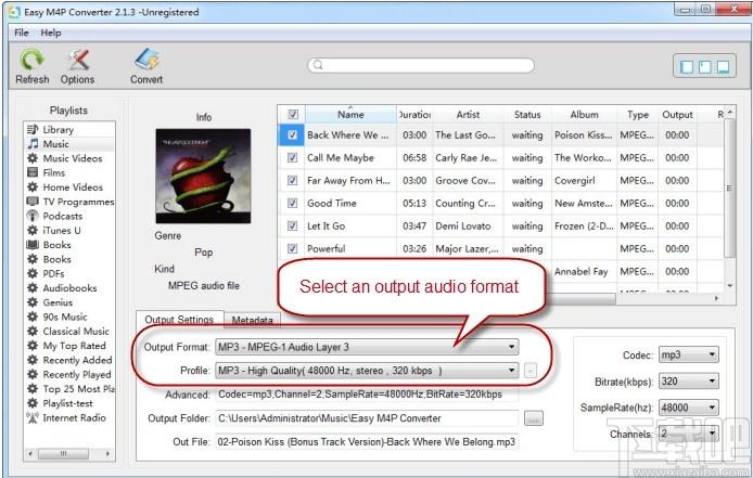 Easy M4P Converter下载,M4P转MP3工具,音频转换